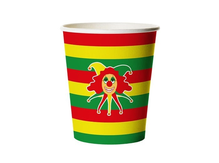 lot de 8 gobelets en carton motif clown 20cl