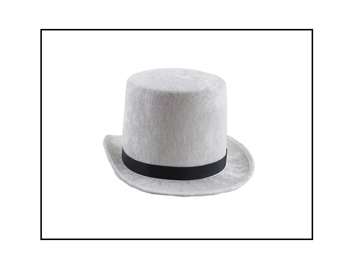 chapeau haut de forme velours blanc 15cm