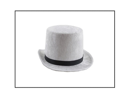 chapeau haut de forme velours blanc 15cm