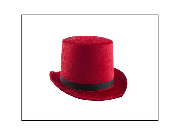 chapeau haut de forme velours rouge 15cm