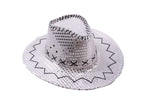 chapeau cowboy à sequins argent adulte