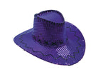 chapeau cowboy à sequins mauve adulte