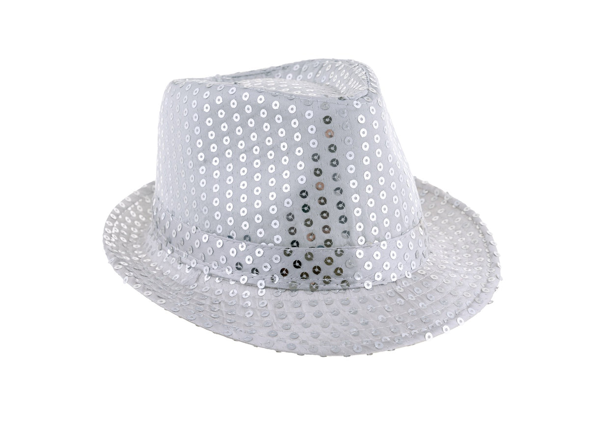 chapeau tribly à sequins argent 12cm