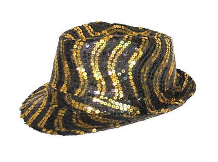 chapeau tribly à sequins ondulés or 12cm