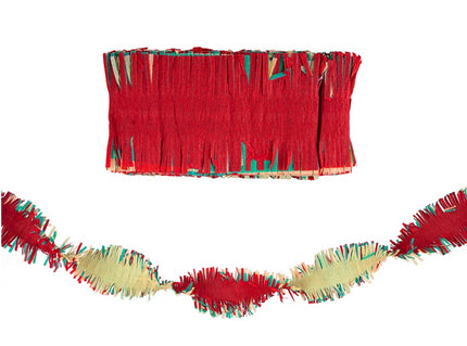 guirlande papier crépon rouge jaune vert 10m