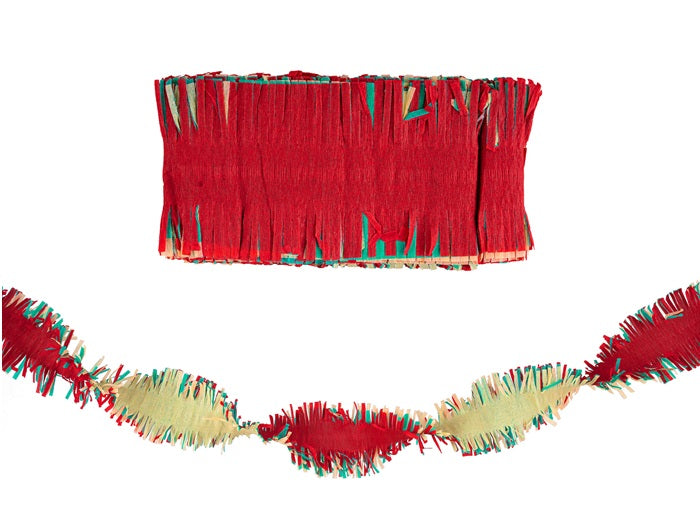 guirlande papier crépon rouge jaune vert 10m