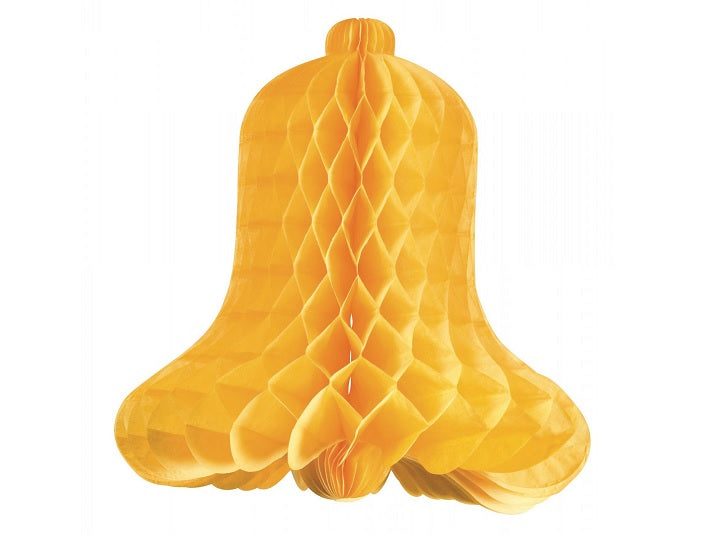 décoration cloche de pâques festonnée jaune 41cm