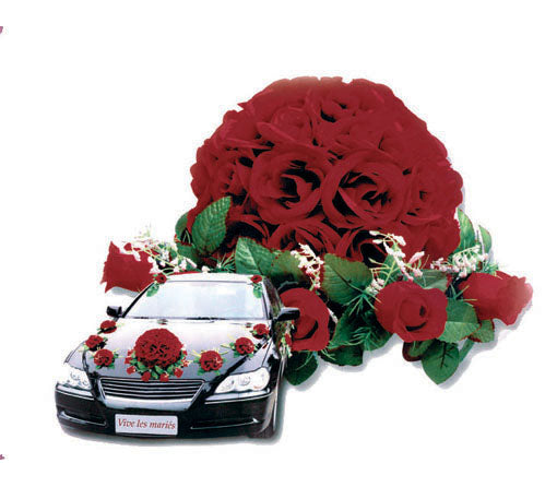 lot de fleurs en plastique pour décoration de voiture rouge