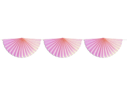 guirlande avec 7 éventails rose 3m