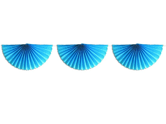 guirlande avec 7 éventails turquoise 3m