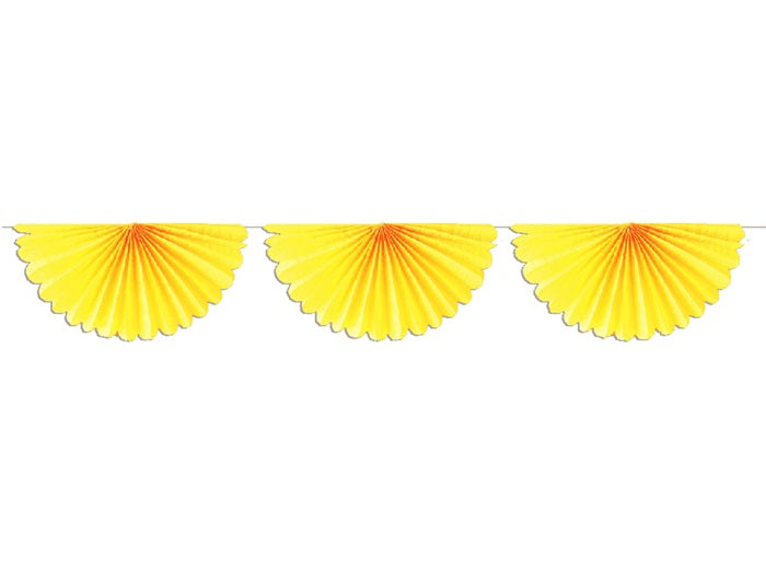 guirlande avec 7 éventails jaune 3m