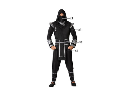 déguisement de ninja noir 4pcs homme