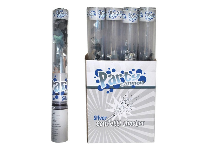 canon à confettis popper transparente argent premium 40cm