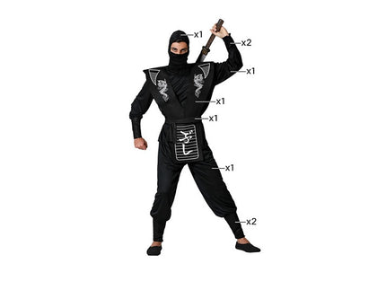 déguisement de ninja noir 9pcs homme
