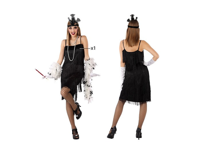 robe charleston noire avec franges femme