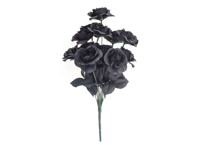 lot bouquet de 12 fleurs artificielles rose noire 41cm