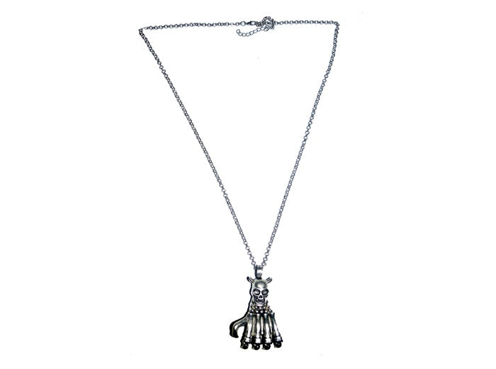 collier d'horreur main squelette metal