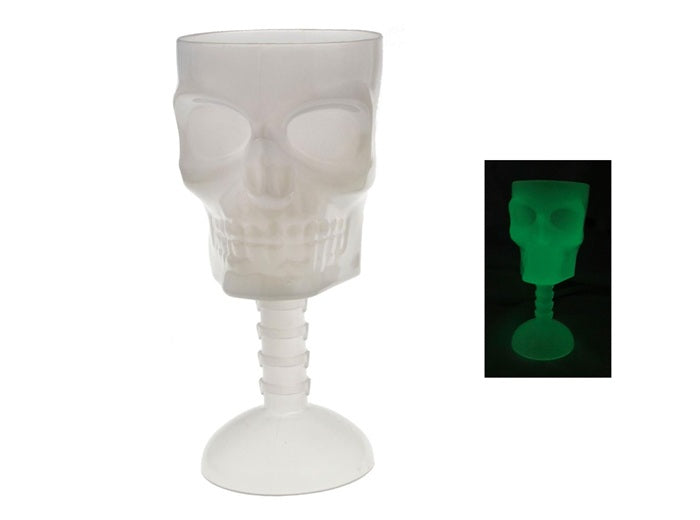 coupe sur pied motif crne glow in the dark fluorescente 18.5cm