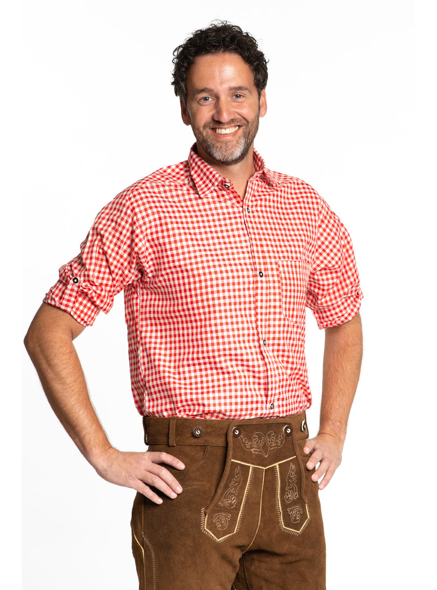 Chemise tyrolienne rouge homme