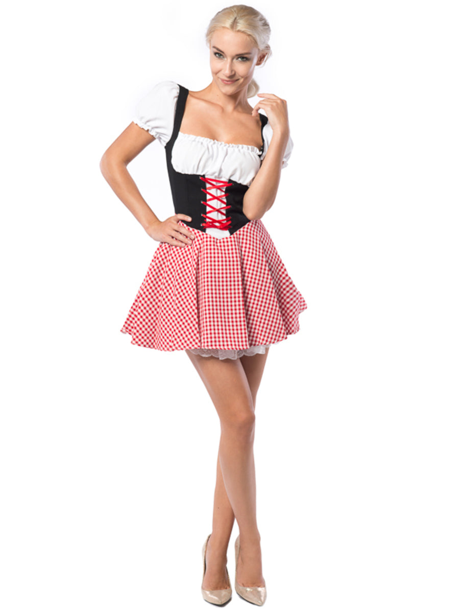 Robe rouge et noire bavaroise femme