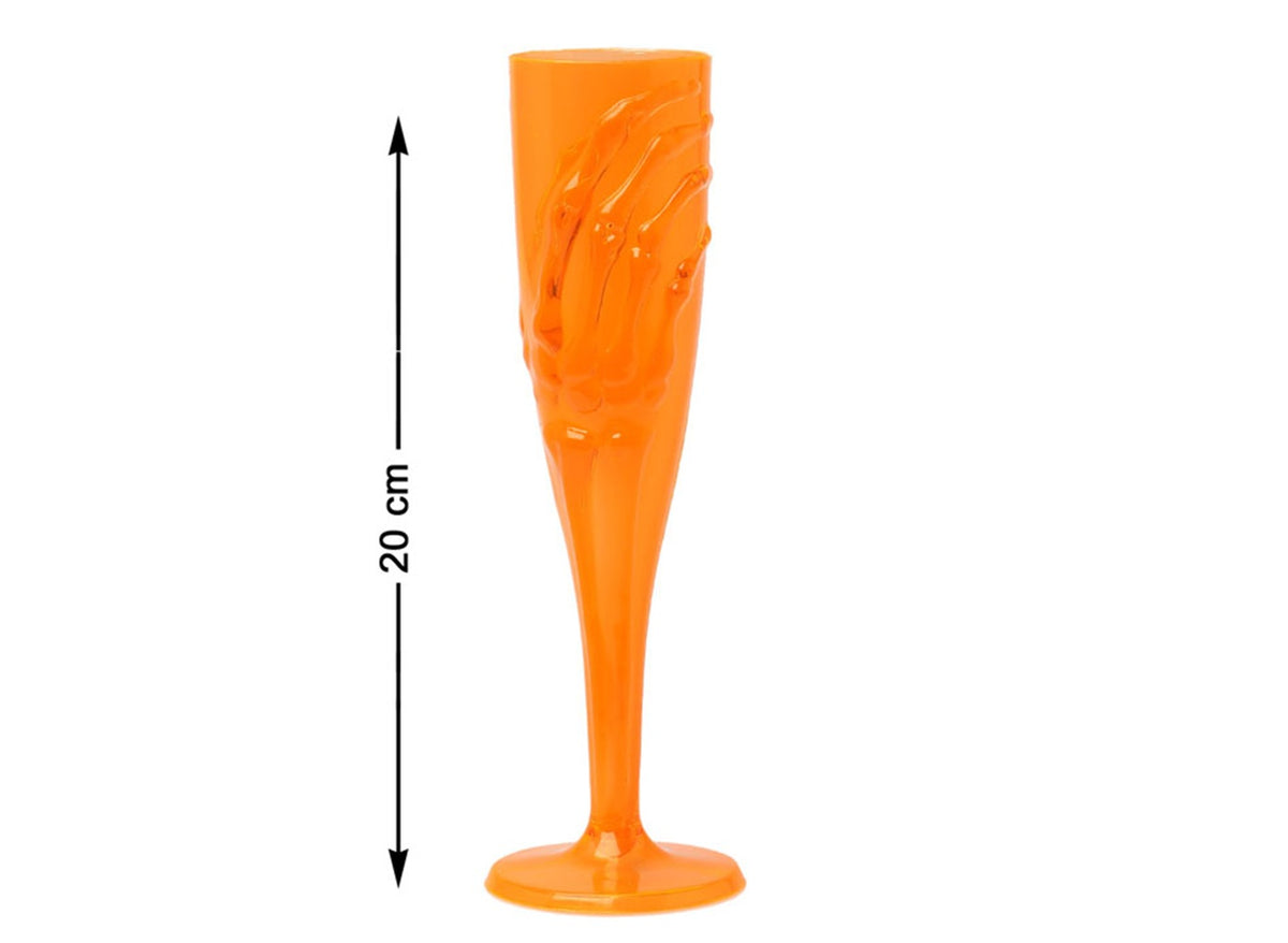 coupe sur pied halloween orange motif squelette 20cm