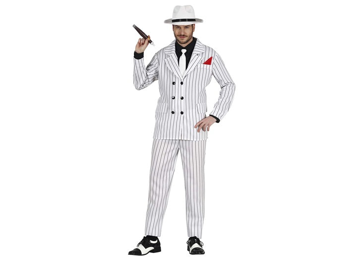 déguisement gangster blanc rayé noir 2pcs homme
