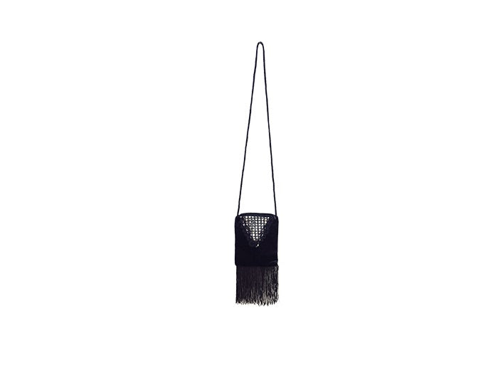 sac à main charleston à franges noir 30x14cm