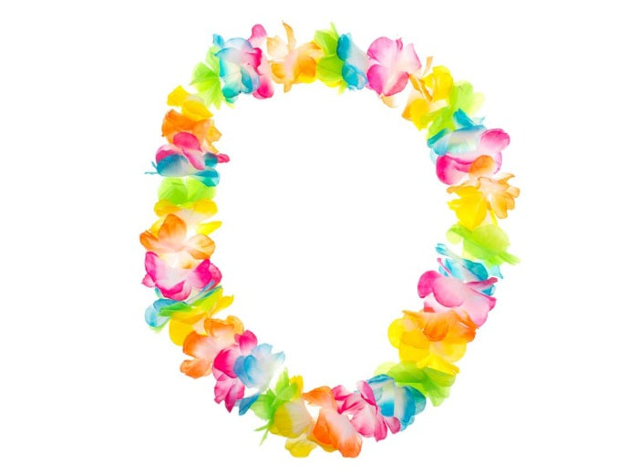 collier de fleurs tahiti fluo multicolore 60mm