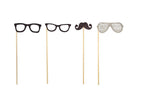 lot de 4 photoprops lunettes et moustache sur baguette