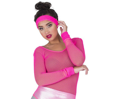 set bandeau et bracelets éponge néon rose 3pcs