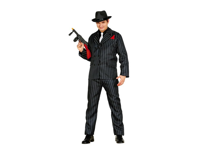 déguisement gangster noir rayé gris 2pcs homme