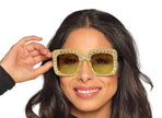 lunettes vintage or avec faux brillants adulte