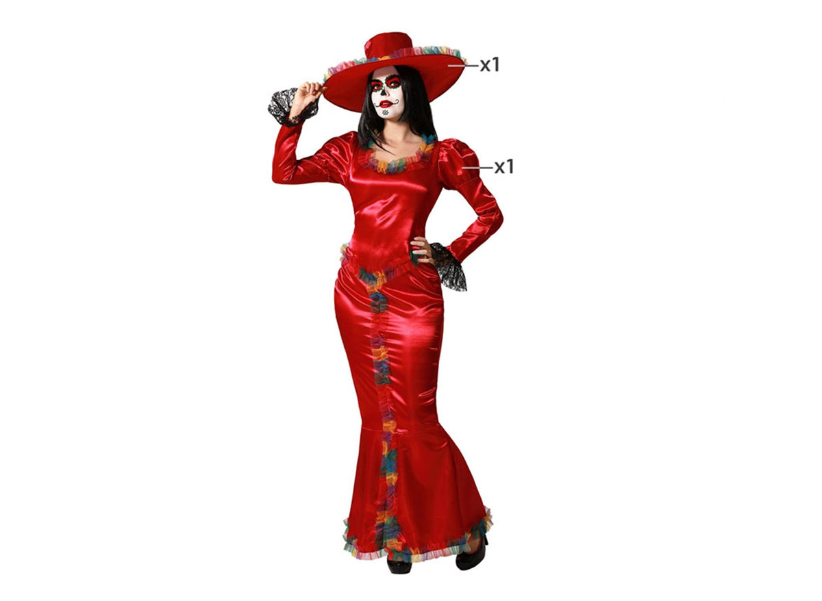 déguisement jour des morts rouge 2pcs femme