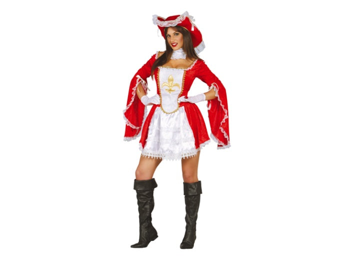 déguisement de mousquetaire rouge blanc 3pcs femme
