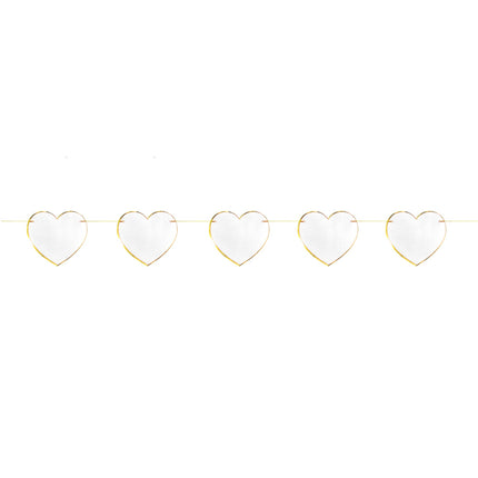 GUIRLANDE COEURS BLANCS ET OR 3M