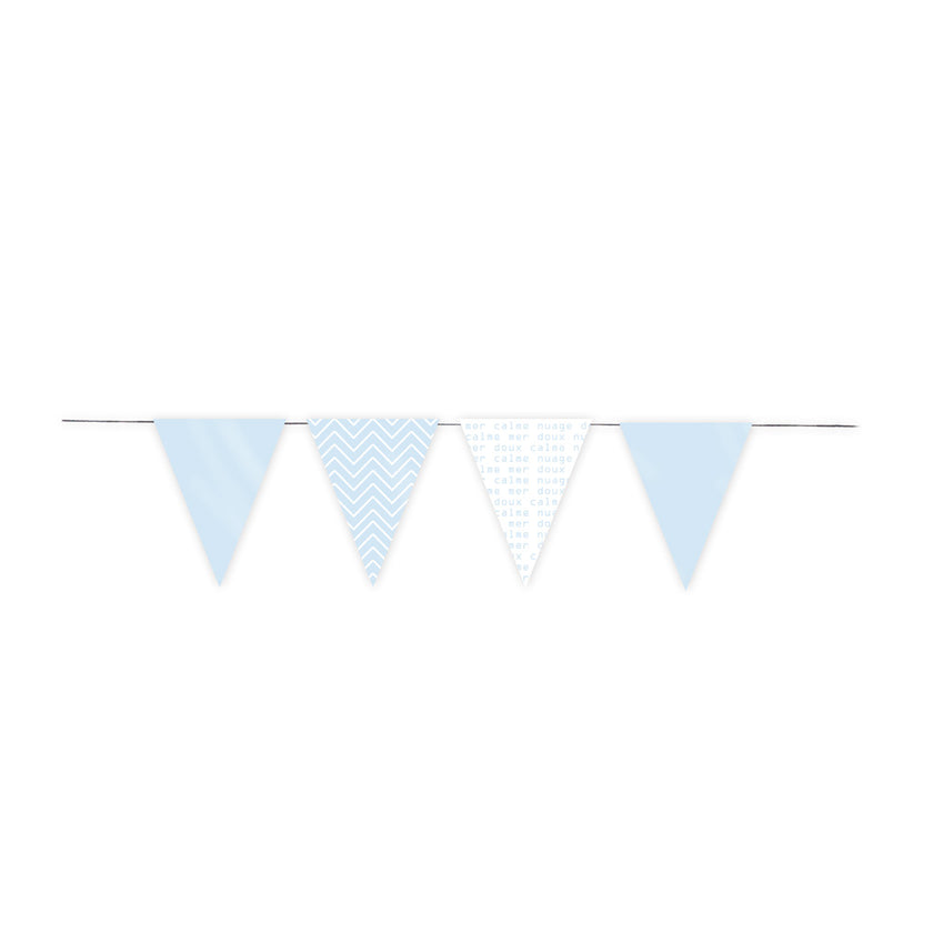 GUIRLANDE 12 FANIONS SOFT BLEU 3M