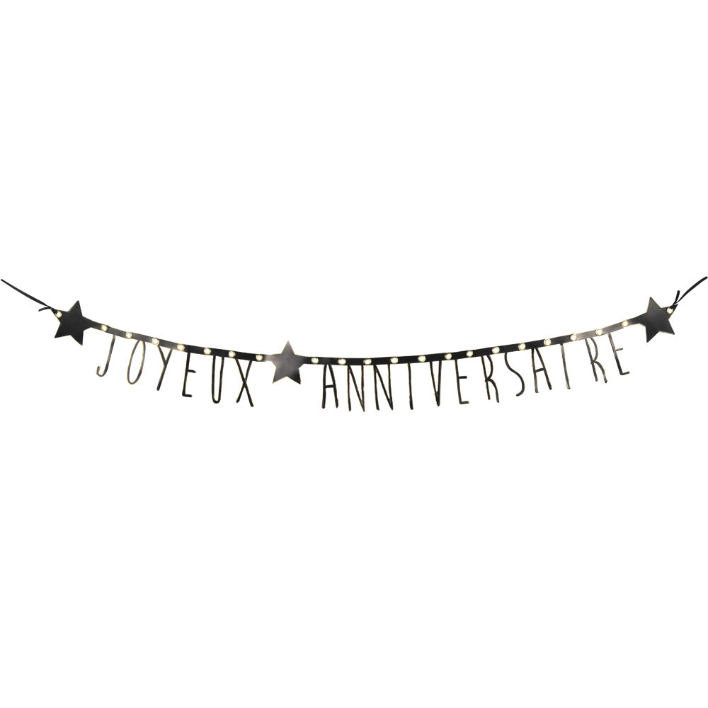GUIRLANDE LETTRES NOIRES ET OR JOYEUX ANNIVERSAIRE 1.60M