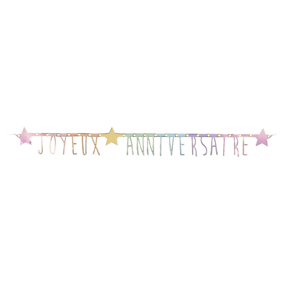 GUIRLANDE LETTRES MULTI ET OR JOYEUX ANNIVERSAIRE 1.60M