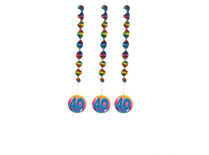 lot de 3 suspensions métallisées anniversaire 40 ans 1m10