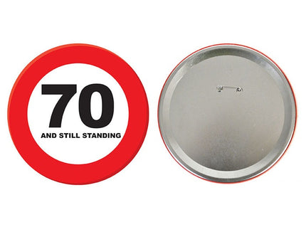 badge métallique géant 70 ans 15cm