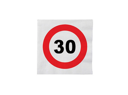 lot de 16 serviettes 30 ans en papier 33cm