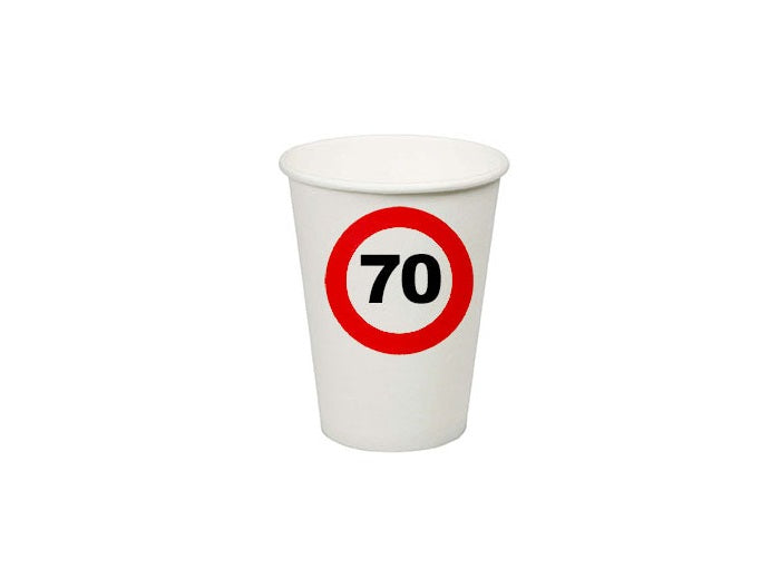 lot de 8 gobelets 70 ans en carton