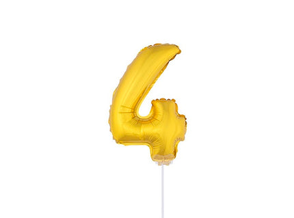 ballon chiffre 4 en aluminium avec bâton or 40cm
