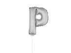 ballon lettre p en aluminium avec bâton 41cm argent