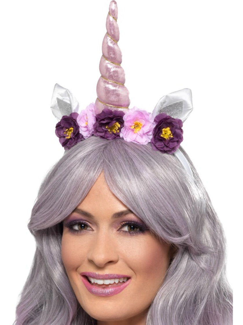 Serre-tête corne de licorne violette adulte