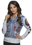 Veste motard bleu femme