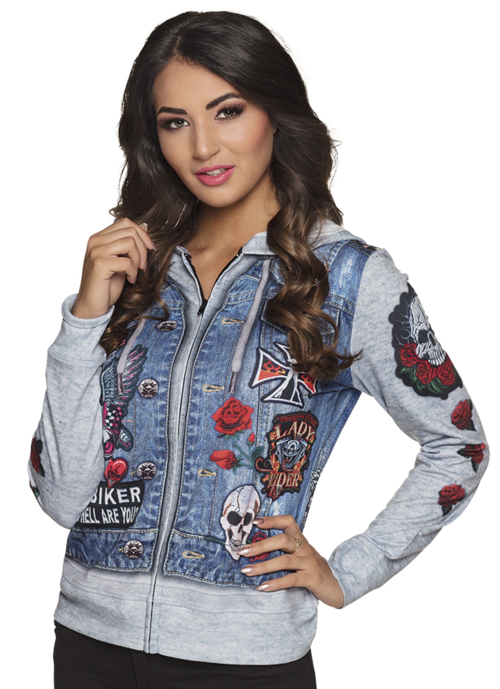 Veste motard bleu femme