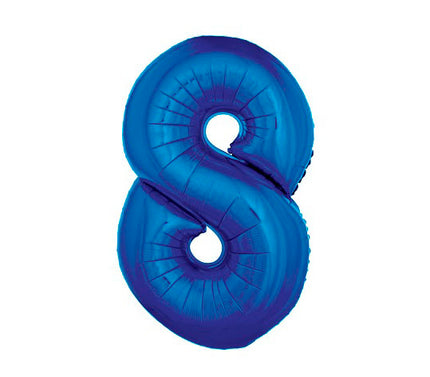 ballon chiffre 8 en aluminium bleu 1m