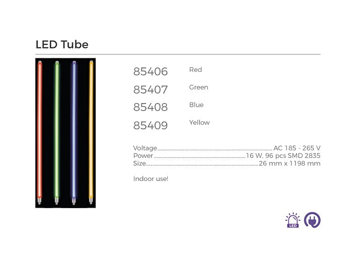 tube néon led rouge ac185-265v t8 16w 1.2m
