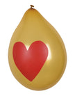 6 ballons amour avec des cœurs dorés